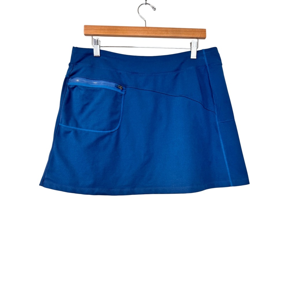 Title Nine Womens Teal Blue Athletic Skirt Zip Pocket Stretch Hiking Skirt L‎